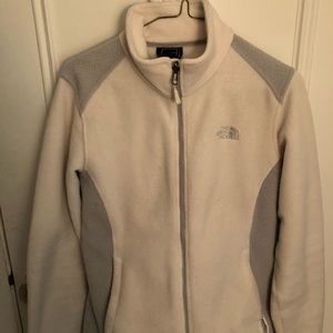 White north face fleece with grey side panels